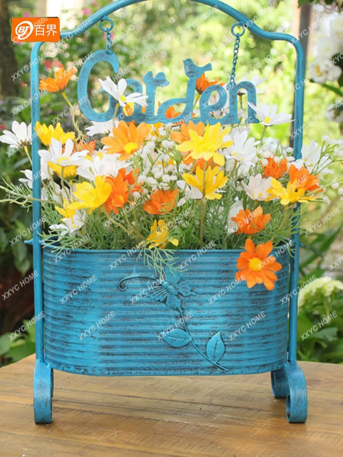 الإبداعية الرجعية شرفة فناء الحديد المطاوع رف أحواض زهور ديكور غرفة المعيشة في الهواء الطلق ، حديقة الفراشة الديكور #2