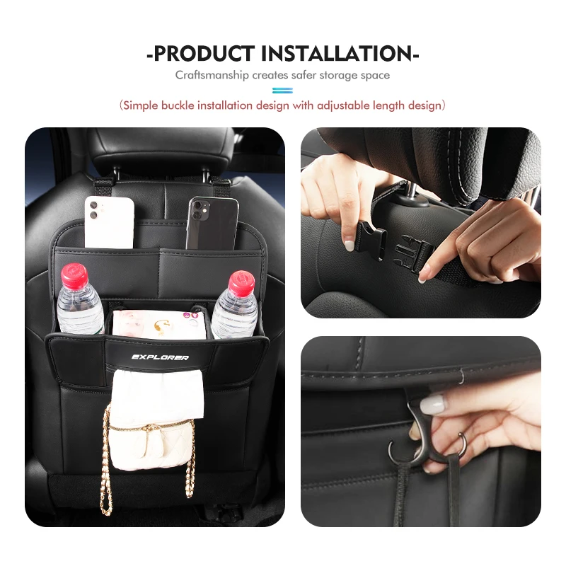 Car Seat Trunk Storage Bag Seat Back Organizer Mesh Pocket For Ford Focus mk2 mk3 mk4 Fiesta Ranger Mondeo S-MAX Kuga view 3