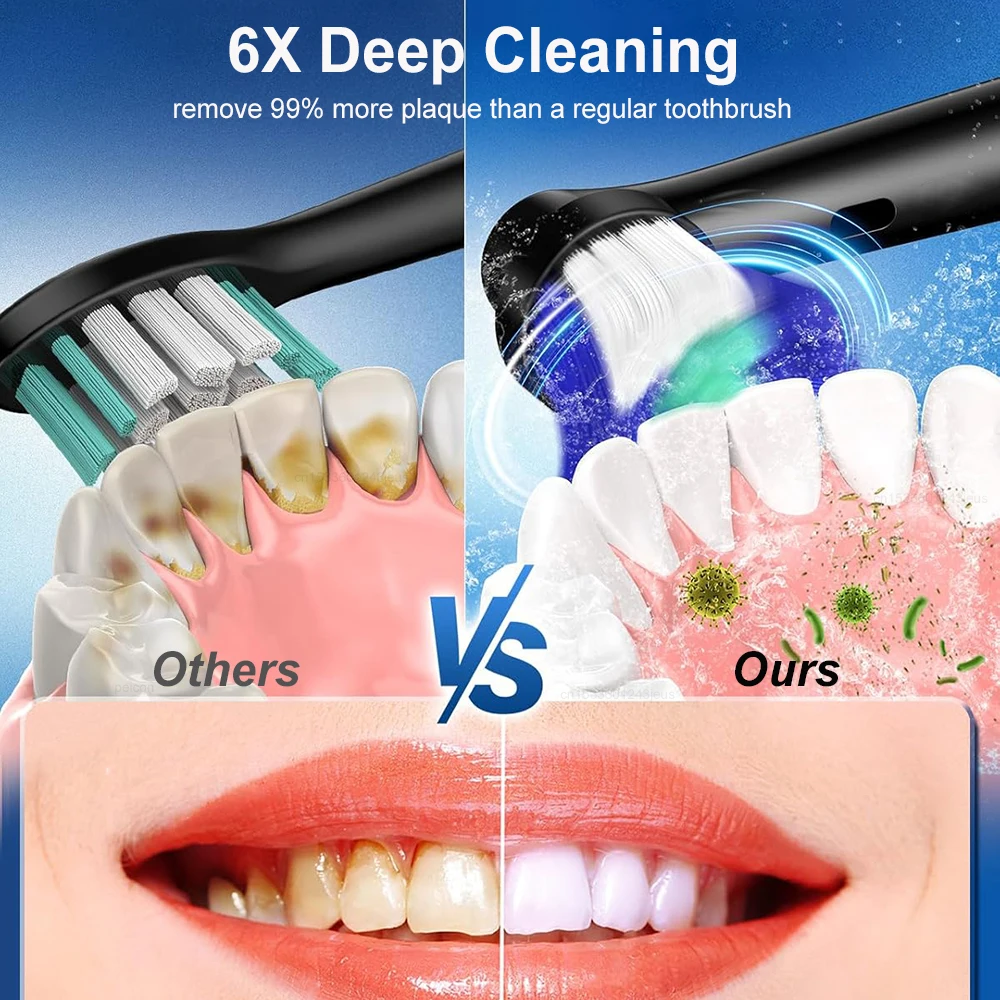 Electric Toothbrush Intelligent Rotating Toothbrush Fully Automatic Rechargeable Rotary Teethbrush With Replacement Brush Heads