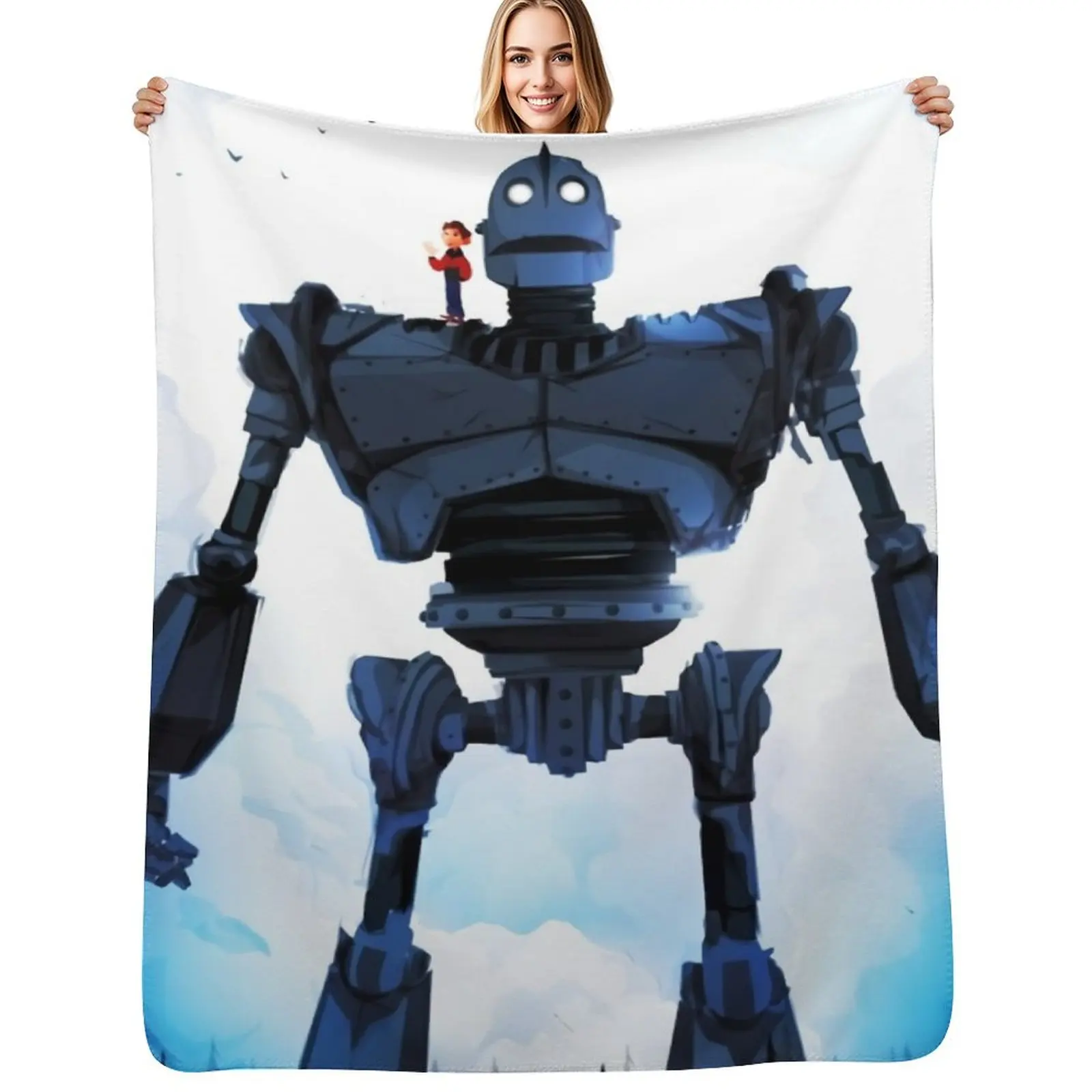 Big Robot Metal Throw Blanket Fuzzy Plush Throw Blanket for Sofa Chair