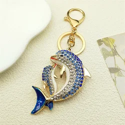 Love Dolphin Mom and Baby Animal Keychain Female Purse Bag Buckle HandBag Pendant Metal Trendy Keyring Holder Jewelry K5361S01