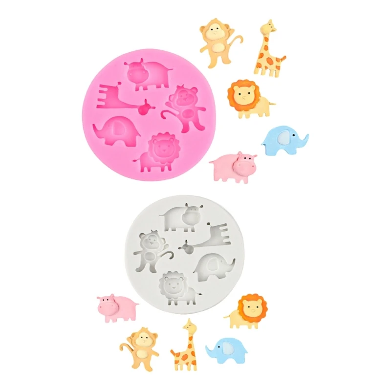 

Silicone Mould for Baking Candy and Chocolate Lion Hippo Giraffe Monkey Elephant Fondant Cake Mould Kitchen Tool