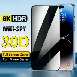 30D Privacy Protective Glass For iPhone 14 15 13 11 12 Pro Max Mini XS XR X Anti Spy Tempered Full Cover Screen Protector Film