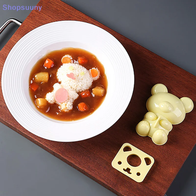 [SU]Cartoon Bear Kids Rice Ball Maker Mold Onigiri Mold 3D Bento Box Sushi Kitchen Tools Sanwich Decoration Cutter Gift[SU]