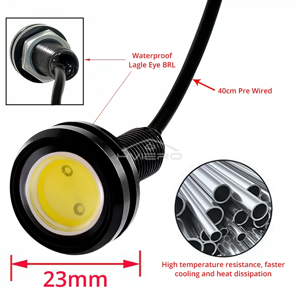 1X White Red Blue 18mm 23mm 12V Eagle Eye Light Daytime Running Backup Bulbs Car Auto Motor Led Turn Signal Waterproof Day Lamp