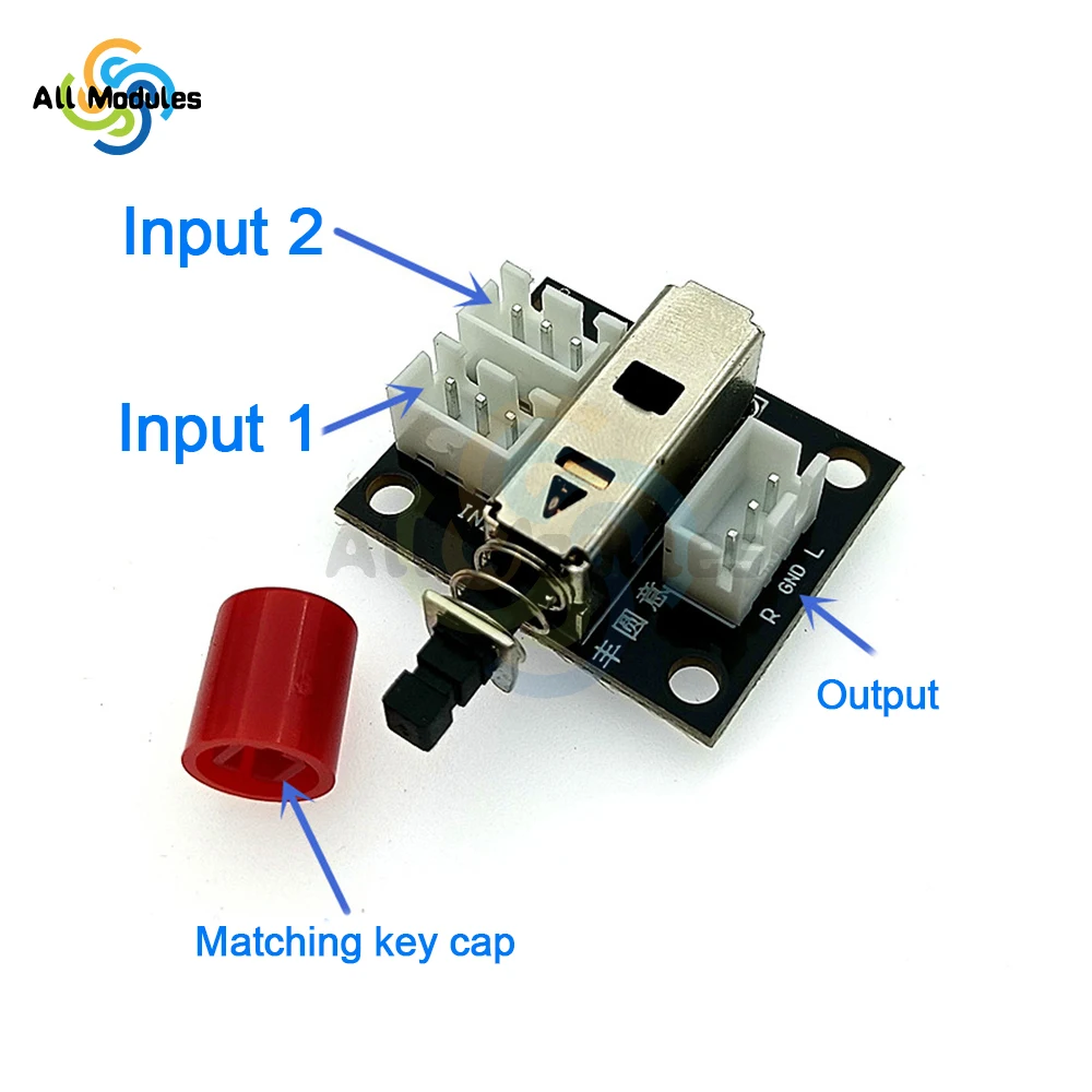 2-way button type sound source switching board module signal input mechanical switch type without power supply and interference