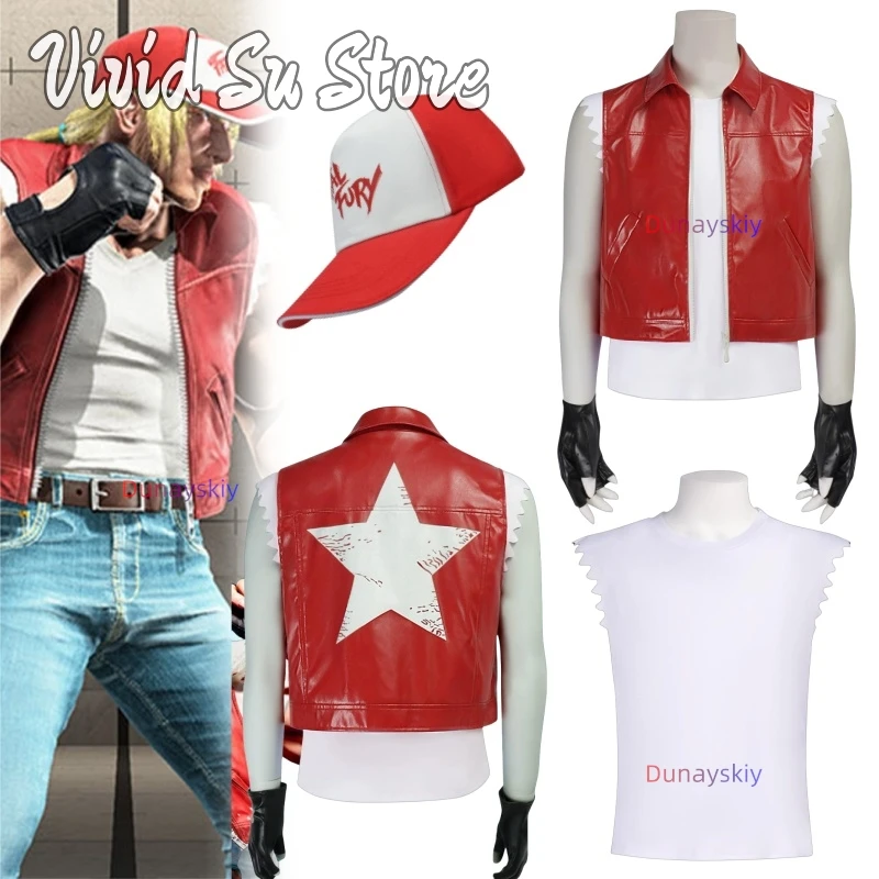 

KOF King Of Fighters Fatal Fury Терри Богард Куртка Жилет Игра Косплей 코스프레 Хэллоуин Карнавал Вечеринка 코스프레 Новый в чулок