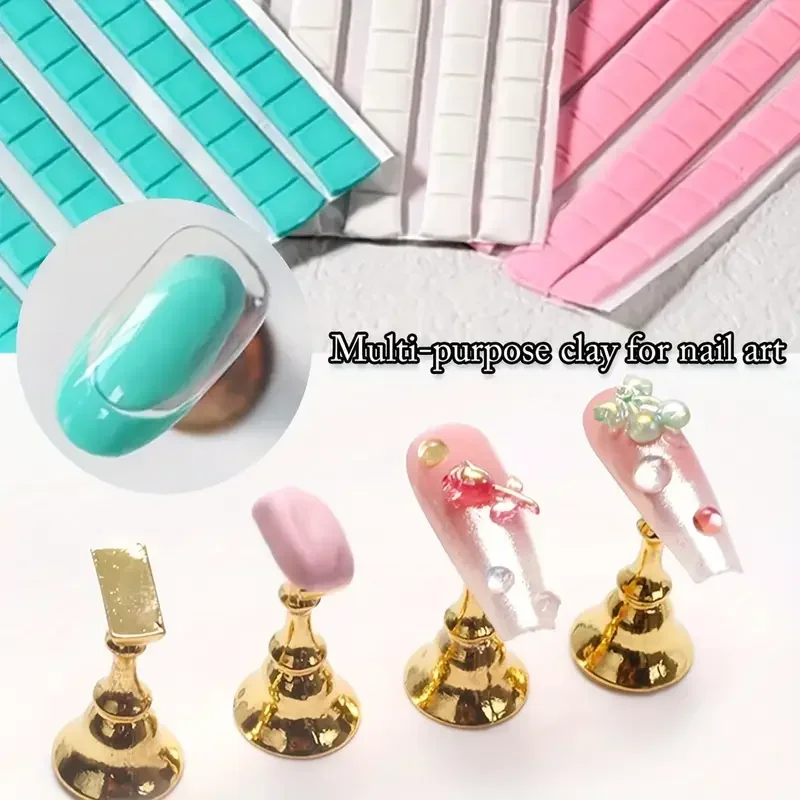 Reusable Nail Art Clay Stand, Non-stick Adhesive Modeling Clay for Manicure Practice, Tip Display and Gap Cleaning