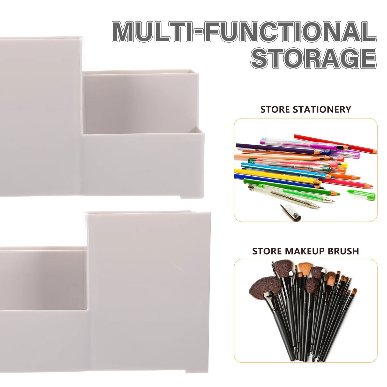 Large Capacity Desktop Organizer Box Multi-Grid Storage for Office Home School Supplies Remote Control Phone Pens Makeup Brushes