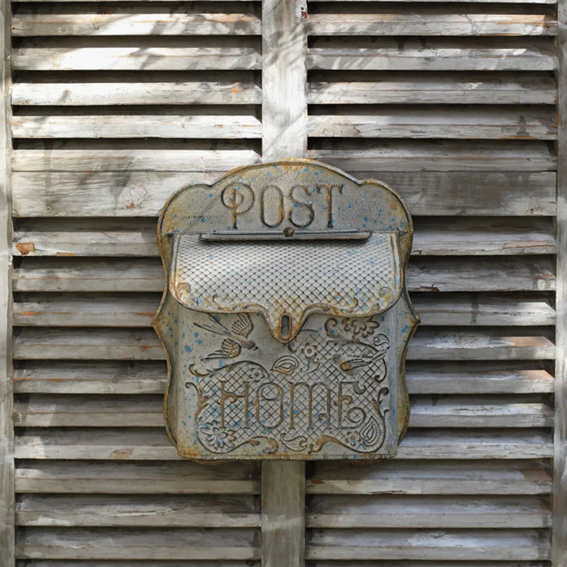 Outdoor Wall Mounted Mailbox Metal Box For Leaving Message Farmhouse Post Decoration Crafts Outdoor Letter Box