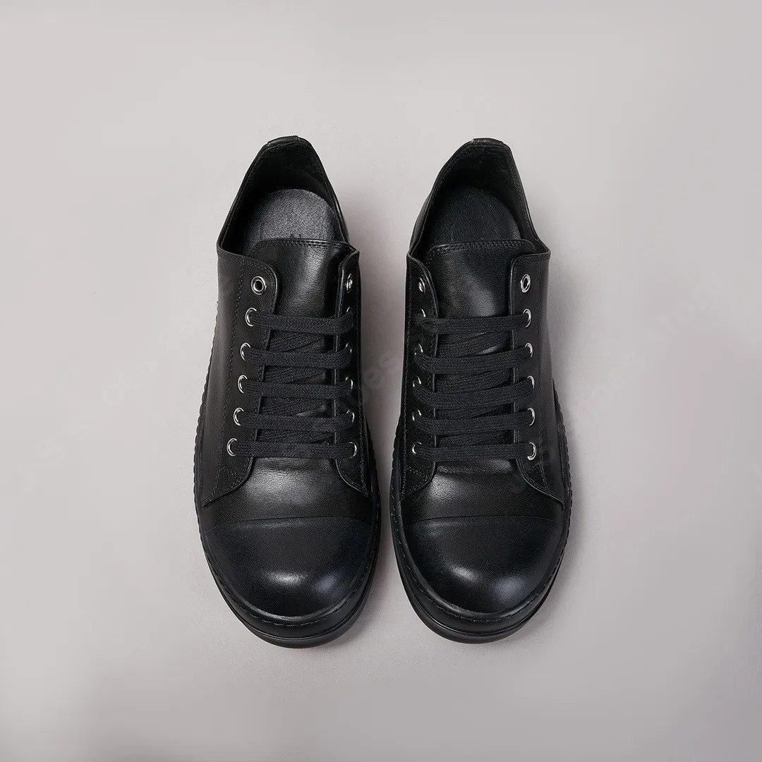 Ricks All Black Scarpe in pelle Scarpe da uomo Sneaker da donna Scarpa bassa Owens Scarpe casual Scarpe basse in pelle di vacchetta Sneaker da uomo con lacci