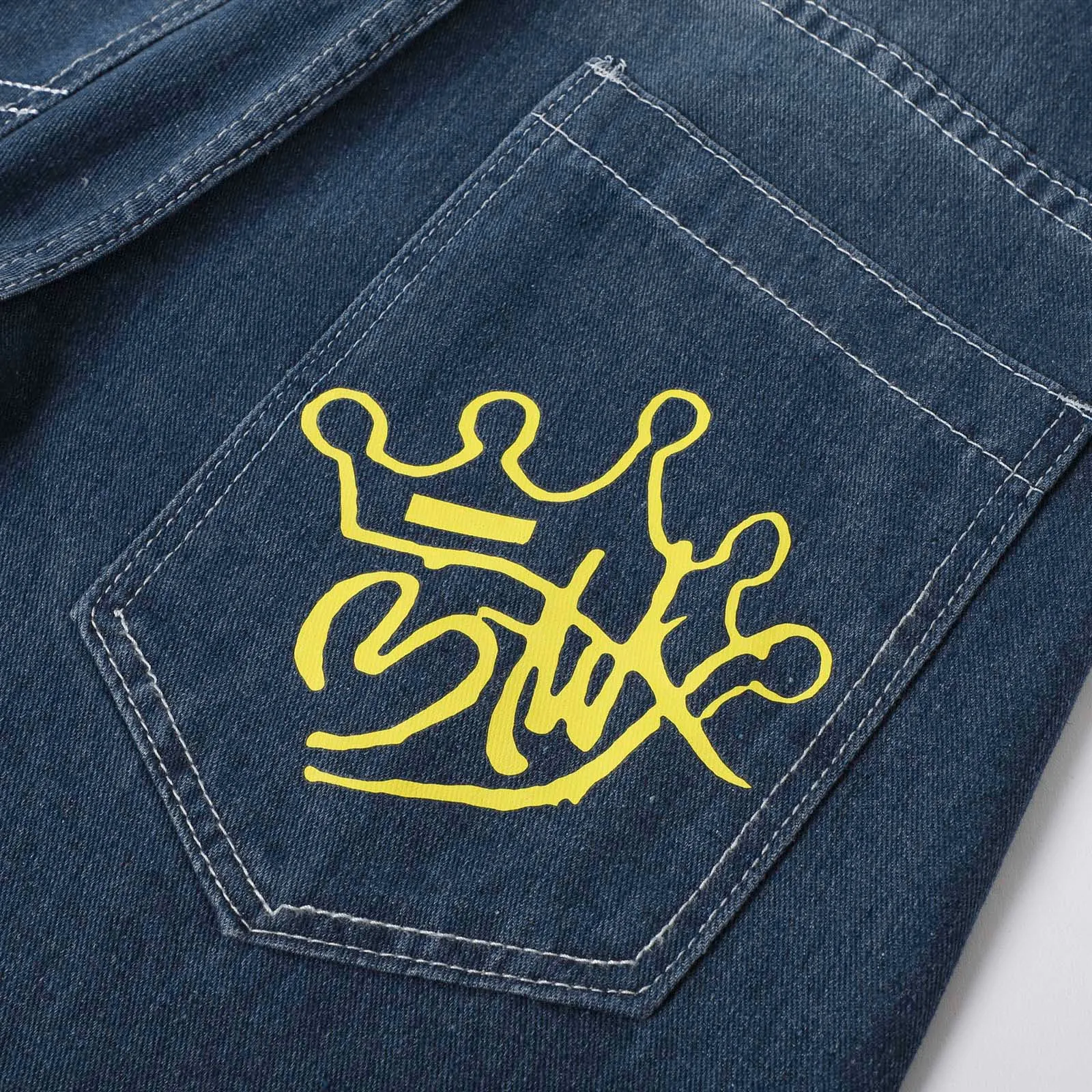 Женская одежда 2000-х годов, брюки, повседневные гладкие мешковатые джинсы Y2k с принтом, уличные расклешенные джинсы с низкой посадкой, популярные корейские джинсовые комбинезоны