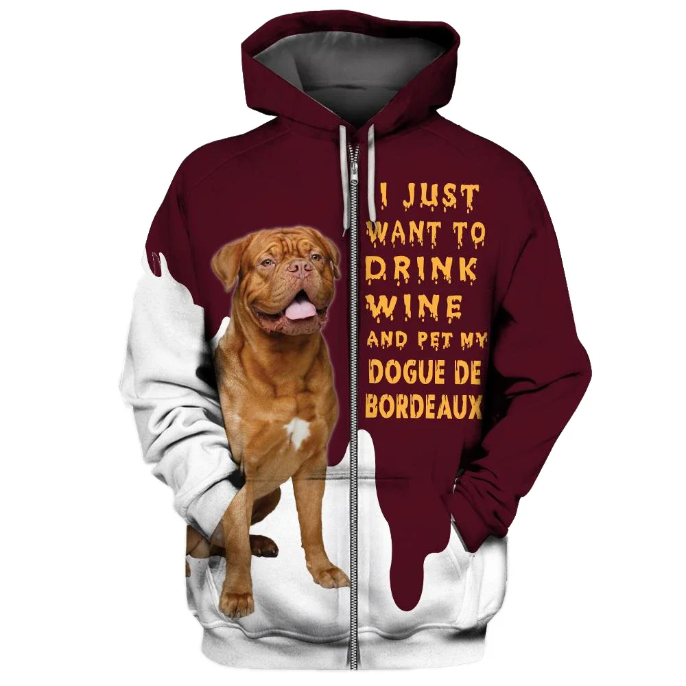 HX Animals Zip Hoodies 3D Graphic Wine Saint Bernard Dog Printed Sweatshirts Fashion CasualTops Harajuku Streetwear S-5XL