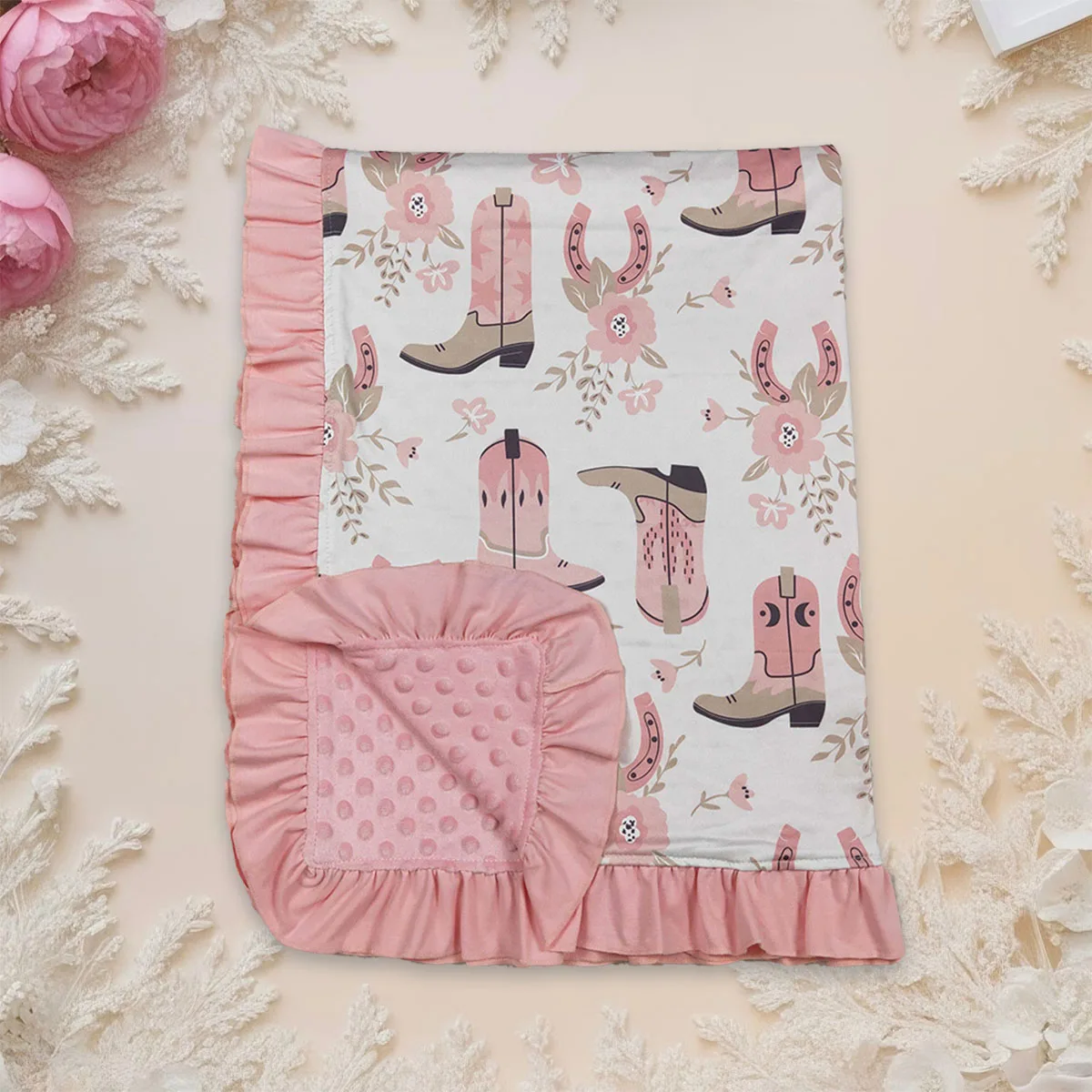 

Детские одеяла из флиса с точками, фланелевые пледы с рисунком лошади, цветов и вестерн-мотивов, тонкие одеяла для новорожденных, одежда для малышей