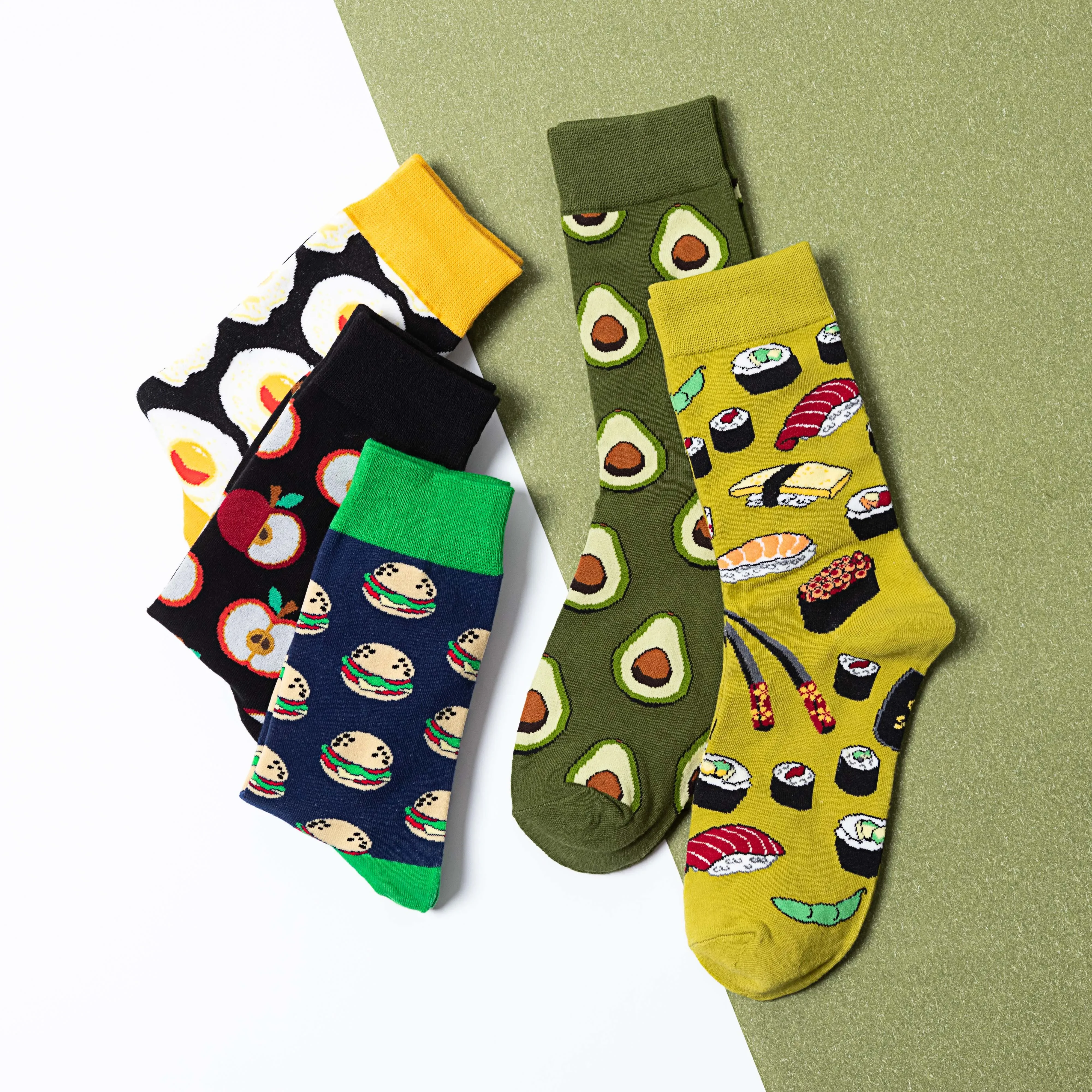 Women Socks cartoon avocado hamburger sushi egg apple Happy Harajuku Japanese Korean Style Kawaii Funny cute cotton Short socks