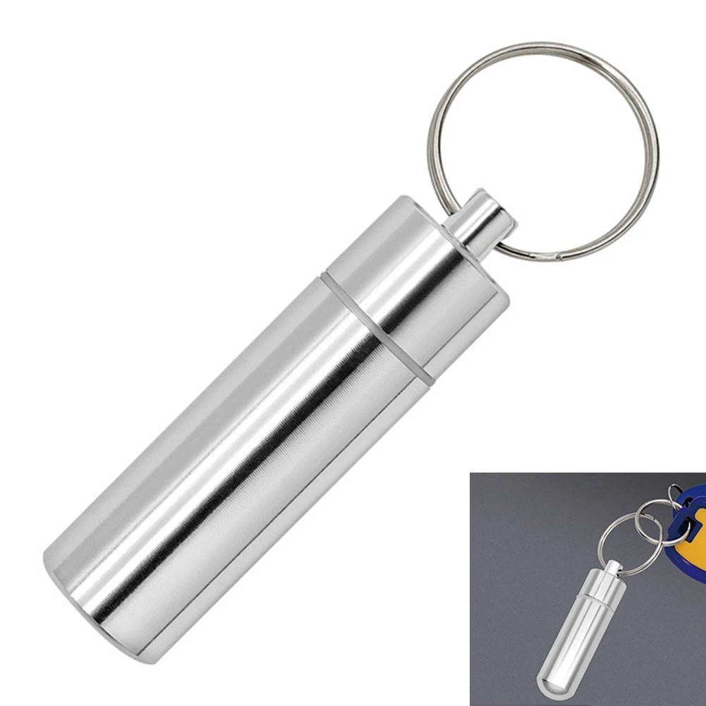 Keychain Capsule Box Portable Waterproof Elderly First Aid Pill Case Aluminum Alloy Health Care for Outdoor Travel Camping