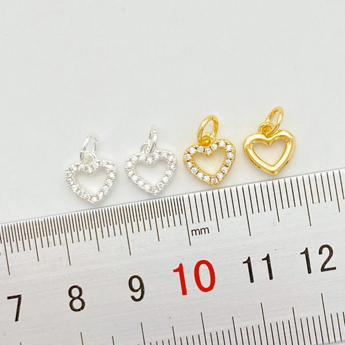 18K Gold Plated Micro‑Inlaid Cubic Zirconia Heart Love Small Charm Pendant DIY Findings for Bracelet Necklace Jewelry Making
