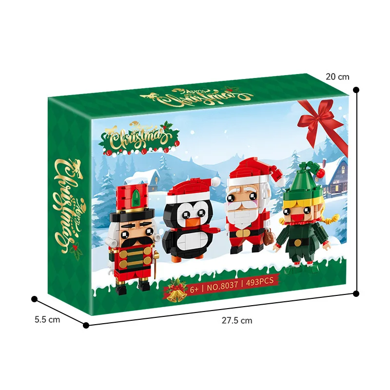 493PCS MOC Christmas series building blocks to assemble 4 Christmas friends game brick toys color box packaging holiday gifts