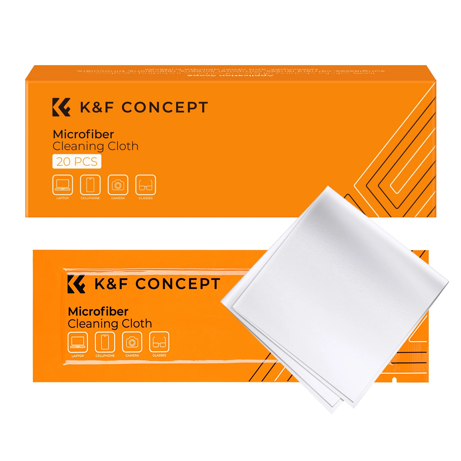 

K&F Concept 20 Pcs Microfiber Cleaning Cloths Individually Vacuum Wrapped for Camera Lenses Cell Phones LCD Screens Glass Wipes