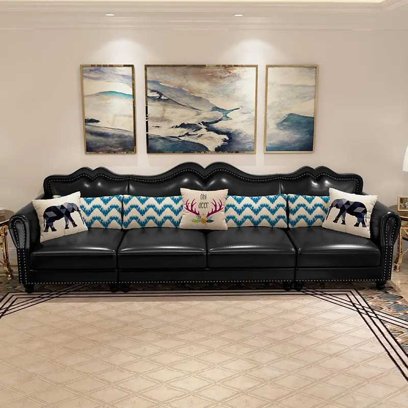 American Genuine Leather Sofa, Light Luxury, Living Room Corner Furniture Combo Furniture