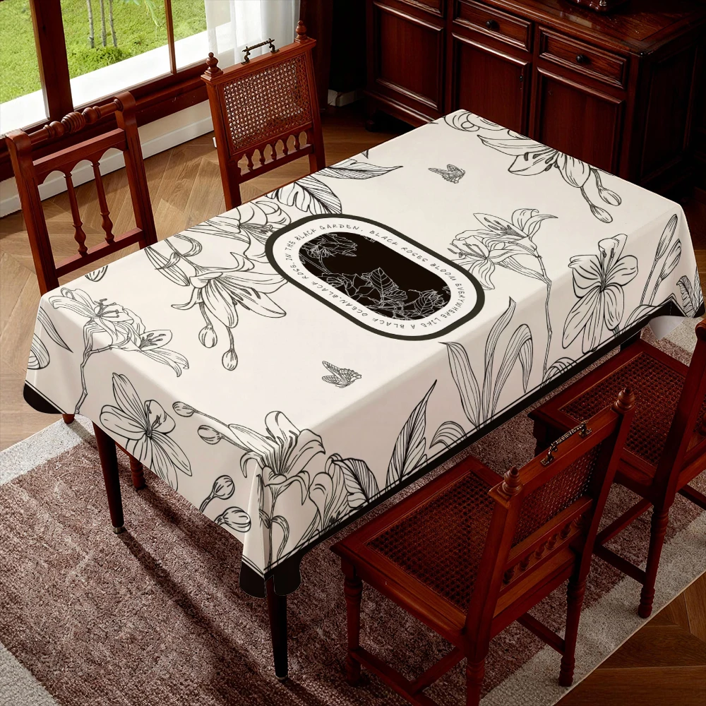 VIKAMA Two-Tone Houndstooth Geometric Tablecloth, Anti-spill Heat Resistant Country Dining Cover