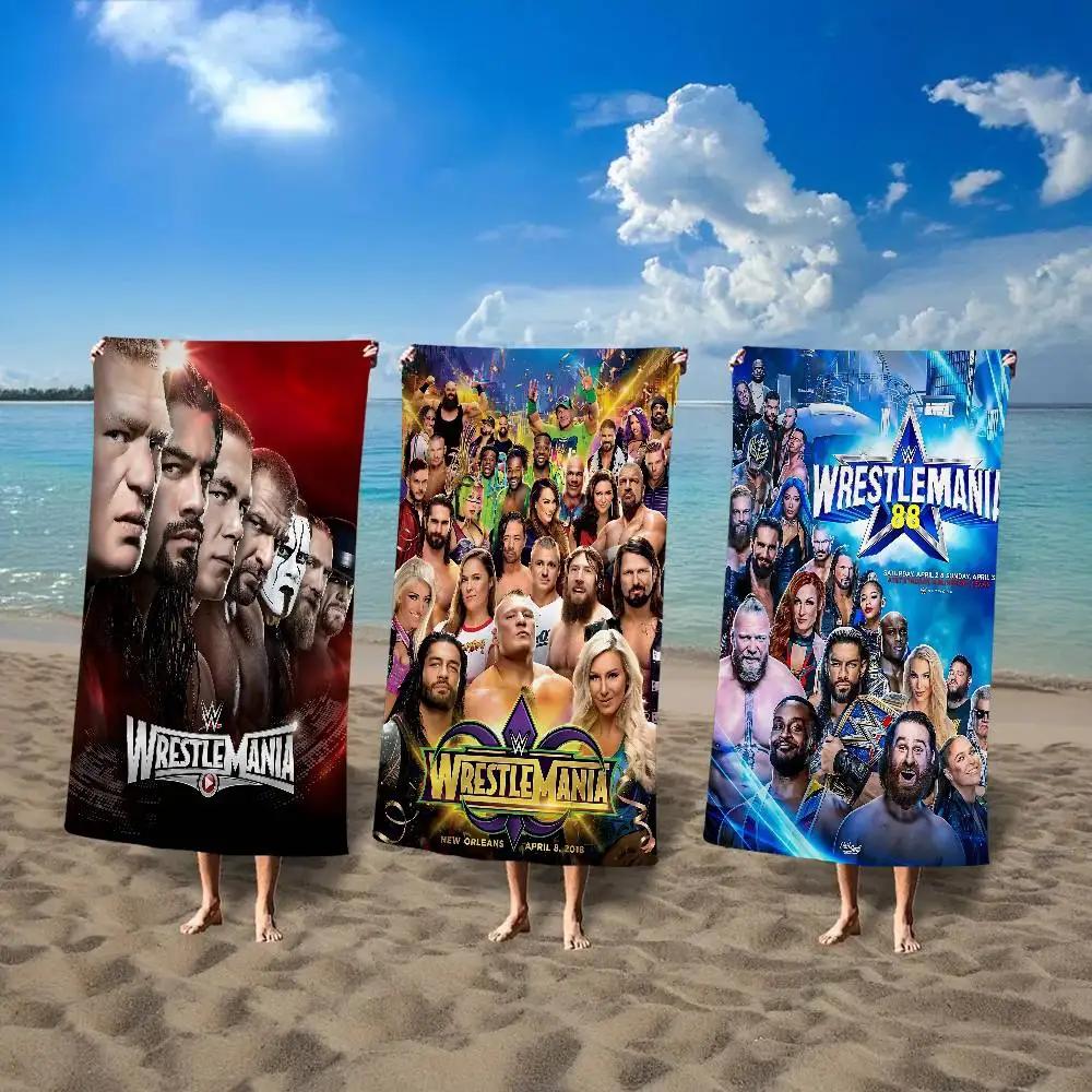 W-WWE LOGO W-WrestleMania Toallas de playa grandes de microfibra Toalla de secado rápido Toallas de playa de arena Toalla de piscina para viajes Natación Piscina Yoga