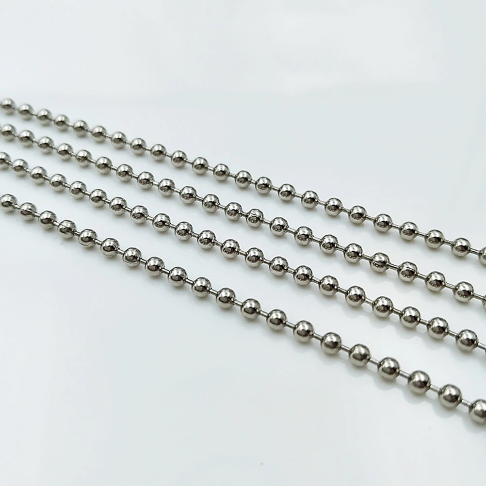 

200 PC Key Chain Beads Beaded Keychain Chains for Crafts Stainless Steel Silver