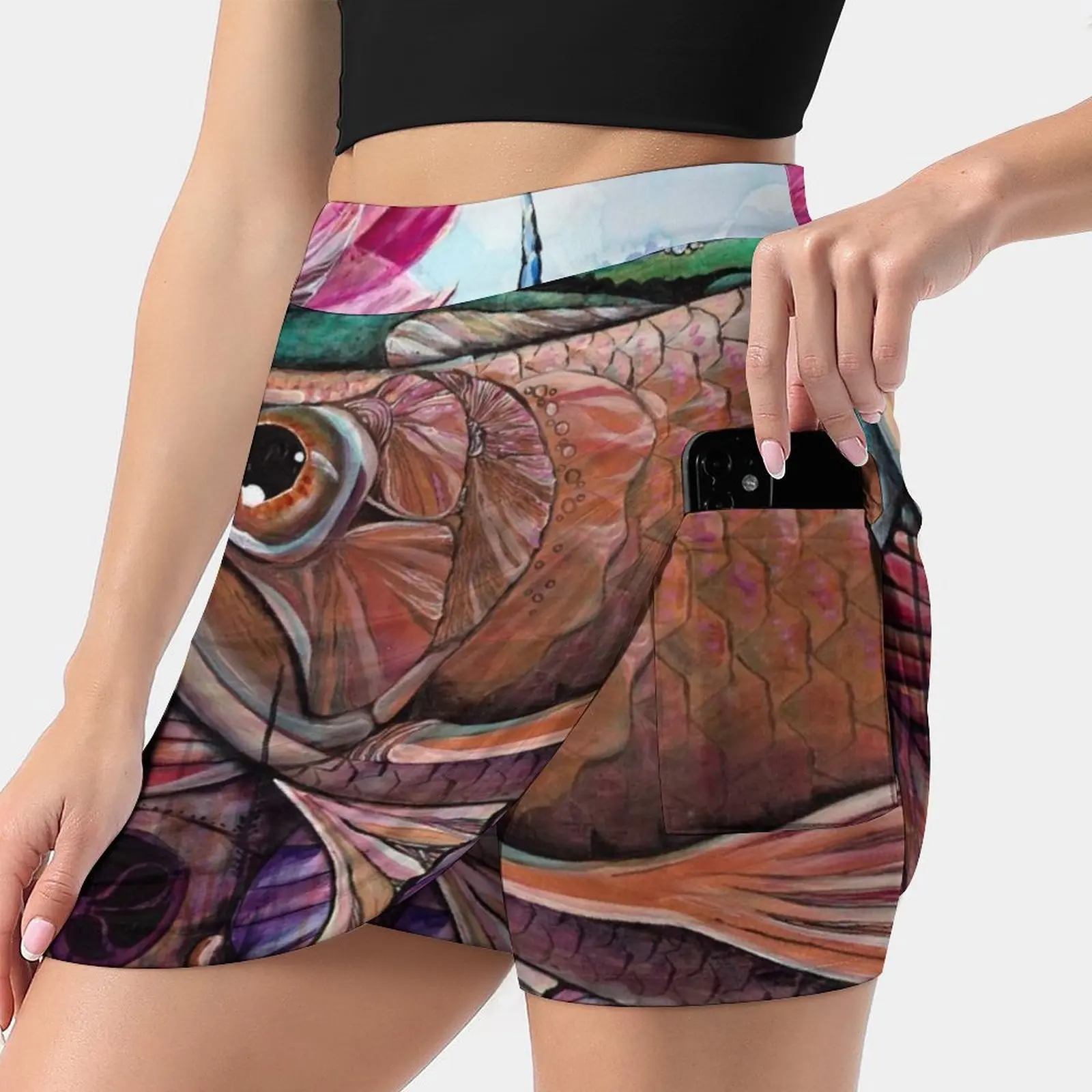 The Edge ( Acrylic Painting By Jo Starling , 2017 ) Women's skirt Aesthetic skirts New Fashion Short Skirts Saratoga Fishing