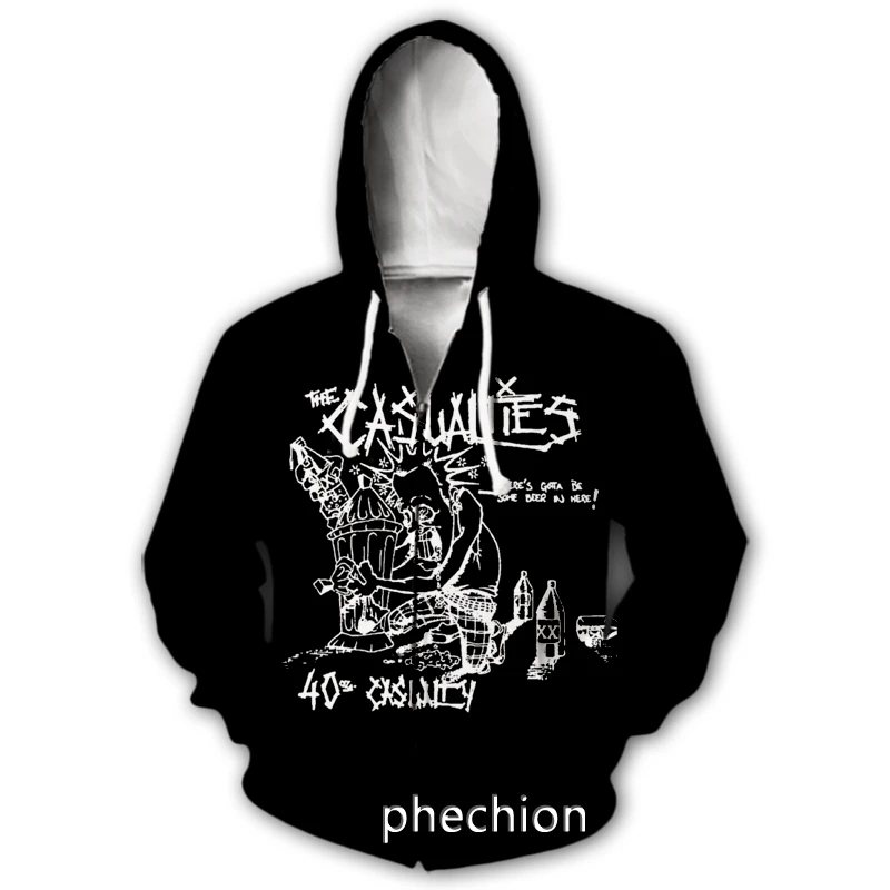 

phechion Men/Women 3D Print The Casualties Band Casual Zipper Hoodies Fashion Men Loose Sporting Zip Up Hoodies J32