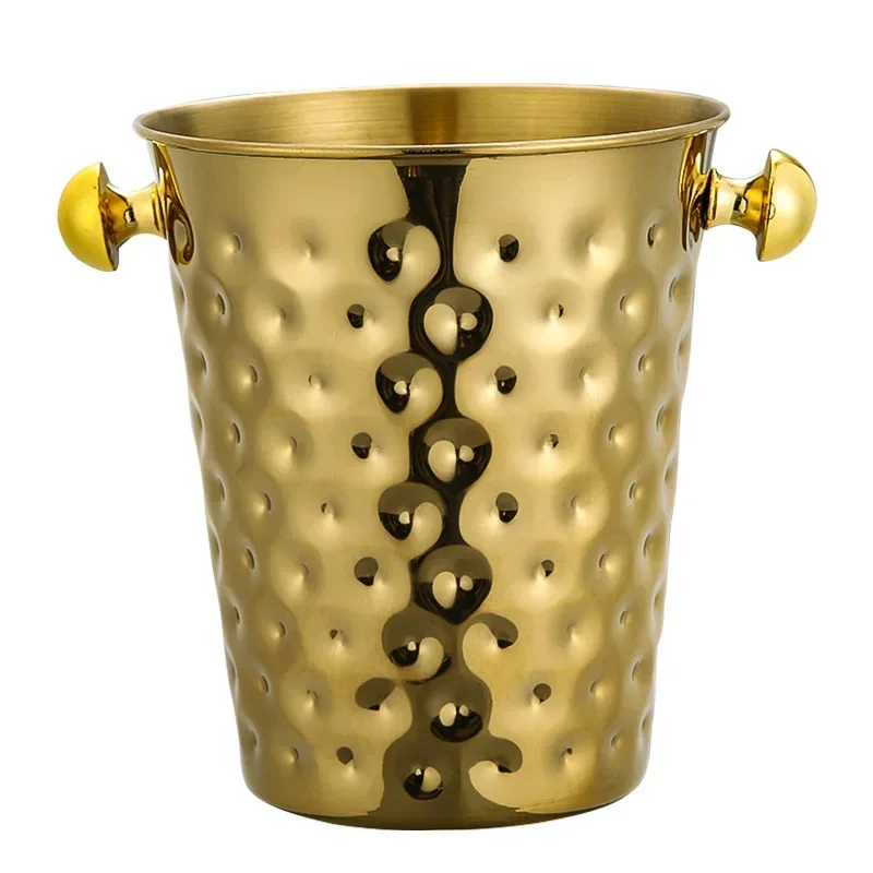 

Creative Ice Fashionable and Bucket Stainless Steel Golden Hammer Pattern Bucket Ice Red Wine Champagne Ice Wine Barrel