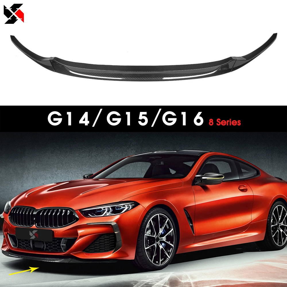 Dry Carbon Fiber Front Bumper Lip Spoiler Splitters For BMW 8 Series G14 G15 G16 2018-2022 Car Tuning Styling Front Lip Diffuser