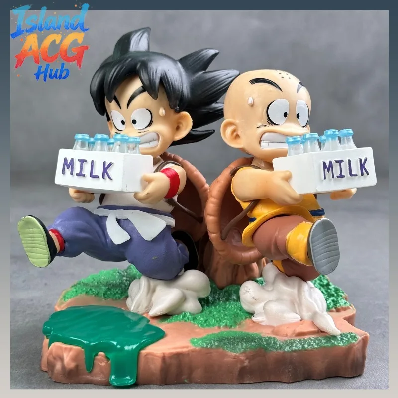 

Dragon Ball Goku Krillin Milk Delivery Training GK Figure High Detail PVC Statue Desktop Decoration Collectible Ornament Gift