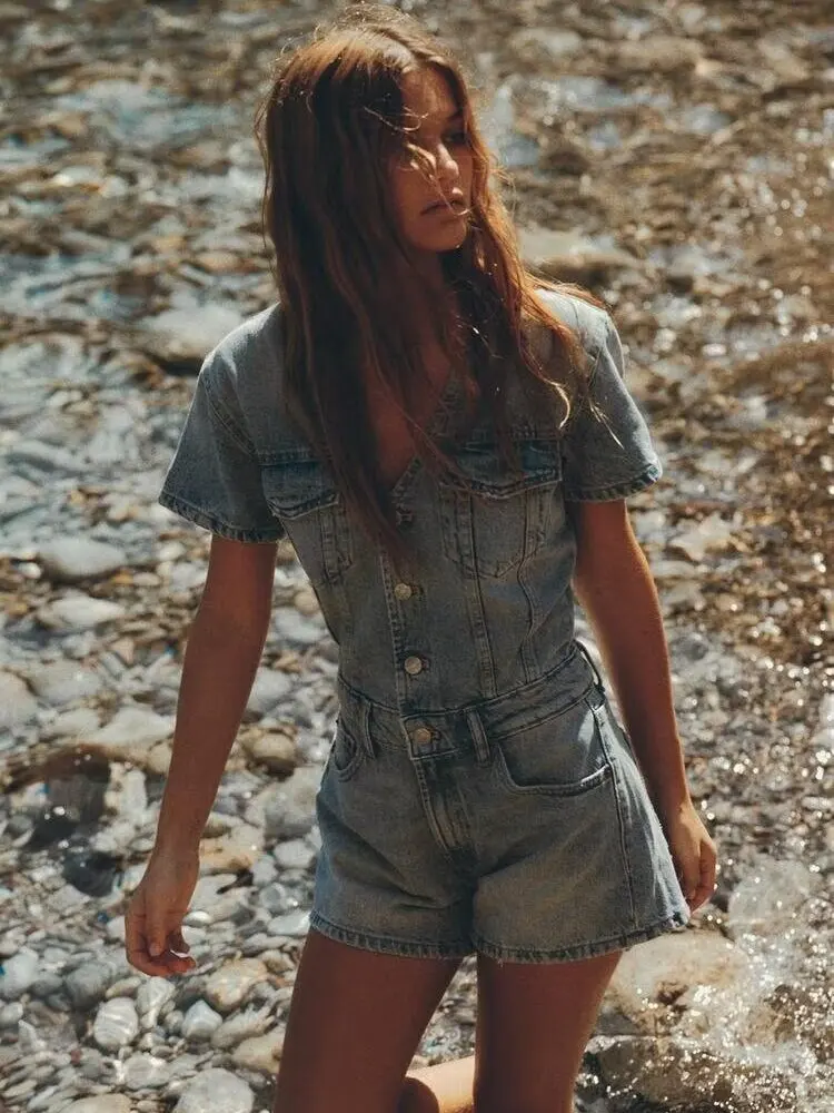

Summer 2024 TRF Faionable Women's Denim ort Rer High Waist Original Design Break Hole Cotton Polyester Blend orts