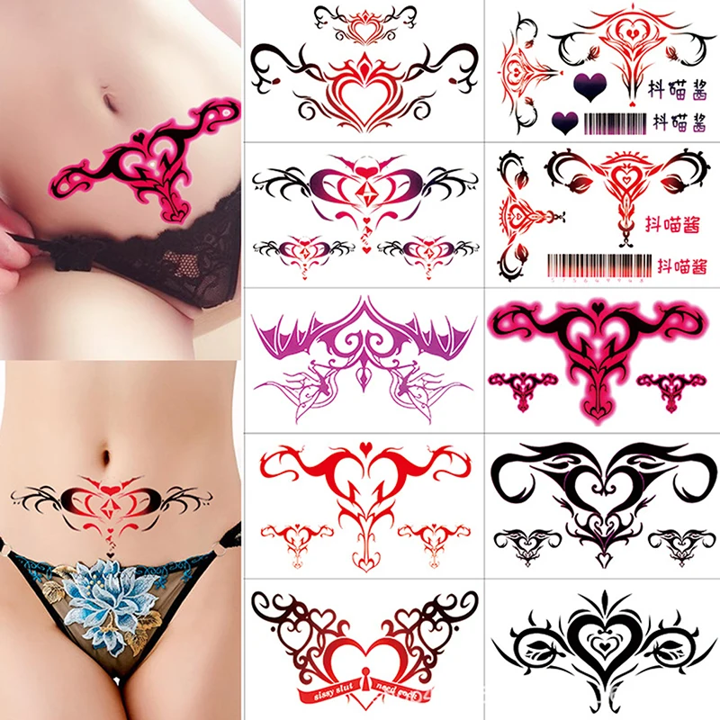 10/20Pcs adesivi per tatuaggi dell'utero per le donne adesivi per tatuaggi temporanei impermeabili Fake Body Art simulazione Sexy adesivo per ombelico