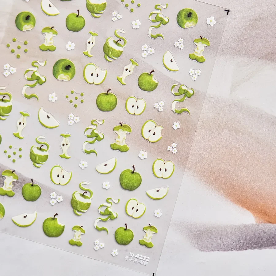 5D Pudding-Gelee-Dessert-Frucht-Kirsch-Rosa-Klauenabdruck-Schleifenknoten-Liebesherz-Sterne-Nagelkunst-Aufkleber, selbstklebende Maniküre-Dekoration – Detail 29
