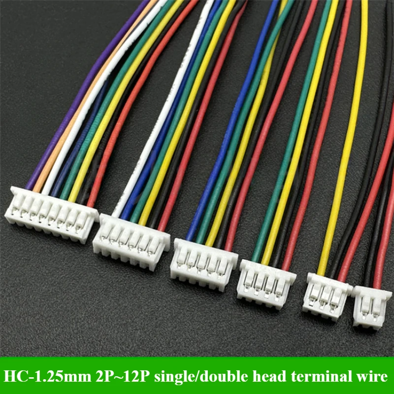 

5/30Pcs HC-1.25mm Connector Cable 2P/3P/4P/5P/6P/7P/8P/9P/10P/12P single/double head Connector wire length 5/10/15/20/30cm 28AWG