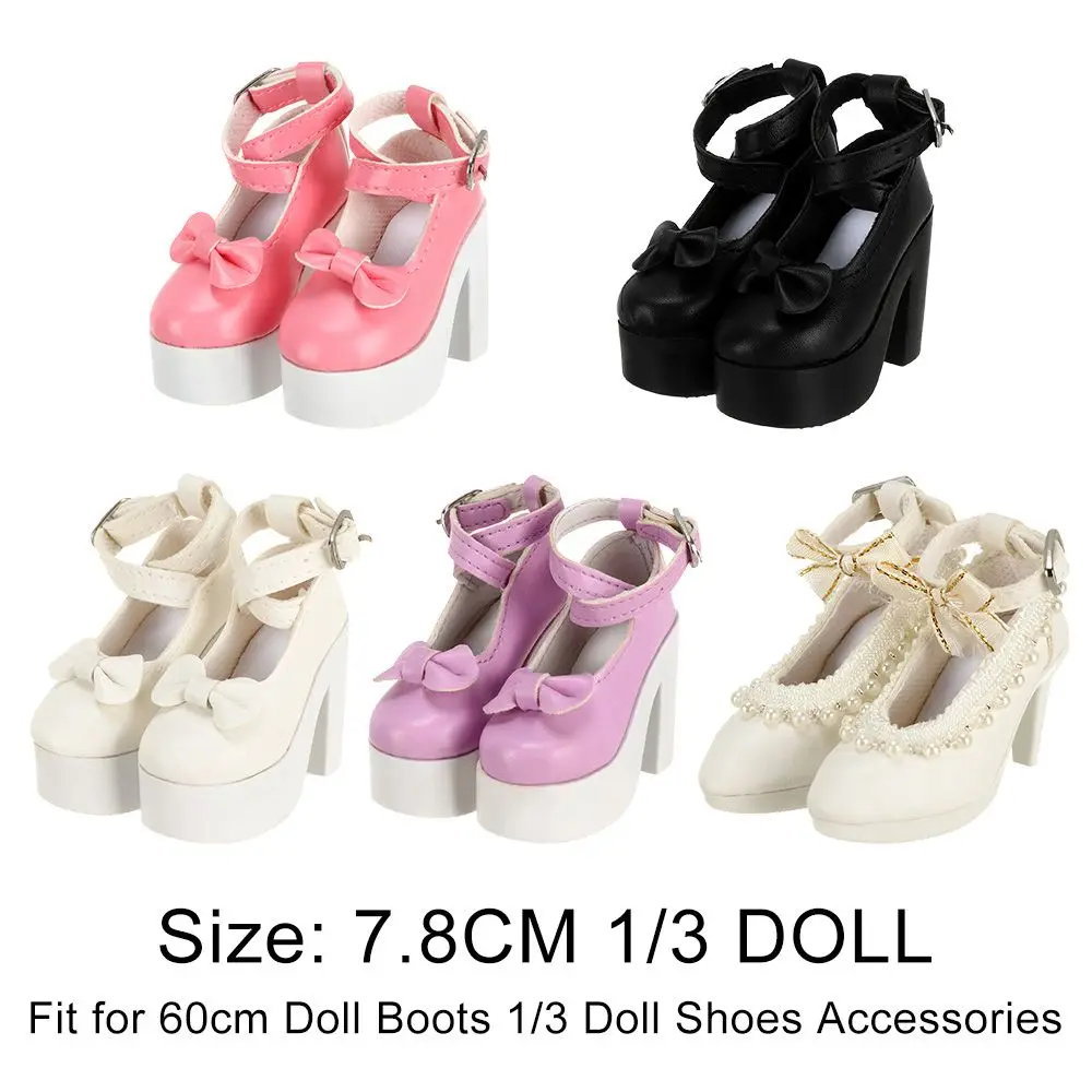 Zapatos de tacón alto para muñeca a la moda, de piel sintética con diferentes colores, aptos para botas de muñeca de 60cm, accesorios para zapatos de muñeca 1/3, botas para muñeca