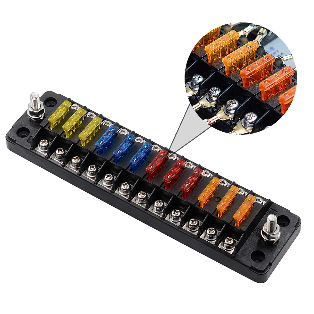 

Car Plastic Fuse Box 12 Ways Flame Retardant High Low Temperature Fuse Holder Double Sticker Electrical Appliances