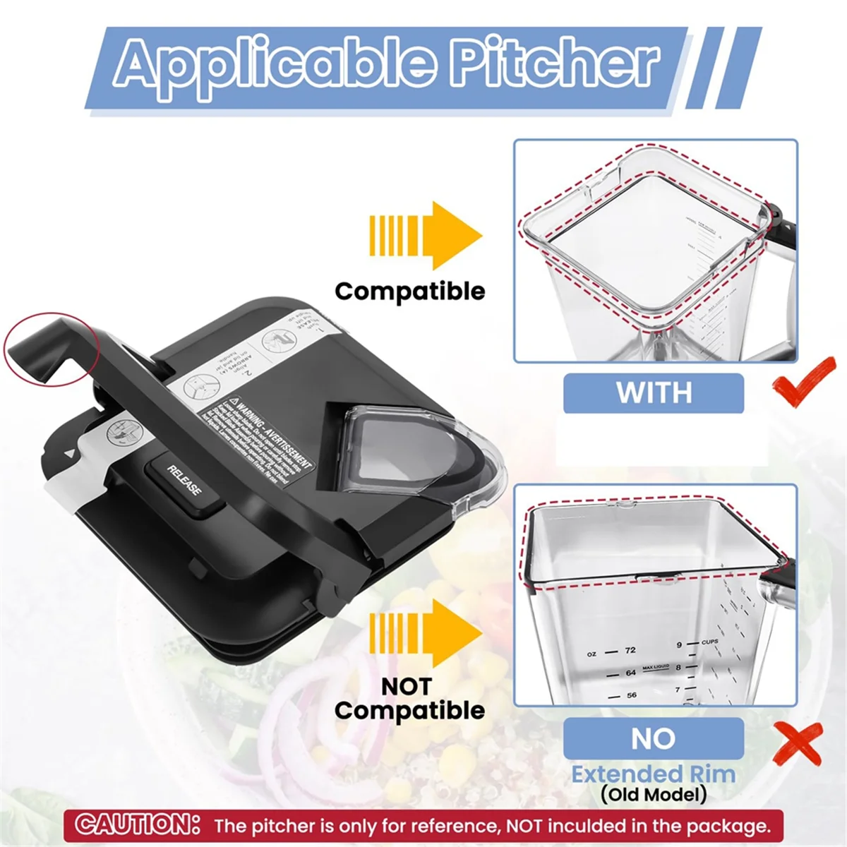 Locking Lid Replacement for Blender 72oz XL Pitchers, Replacement Square Top Cover for BL610 BL710WM BN701