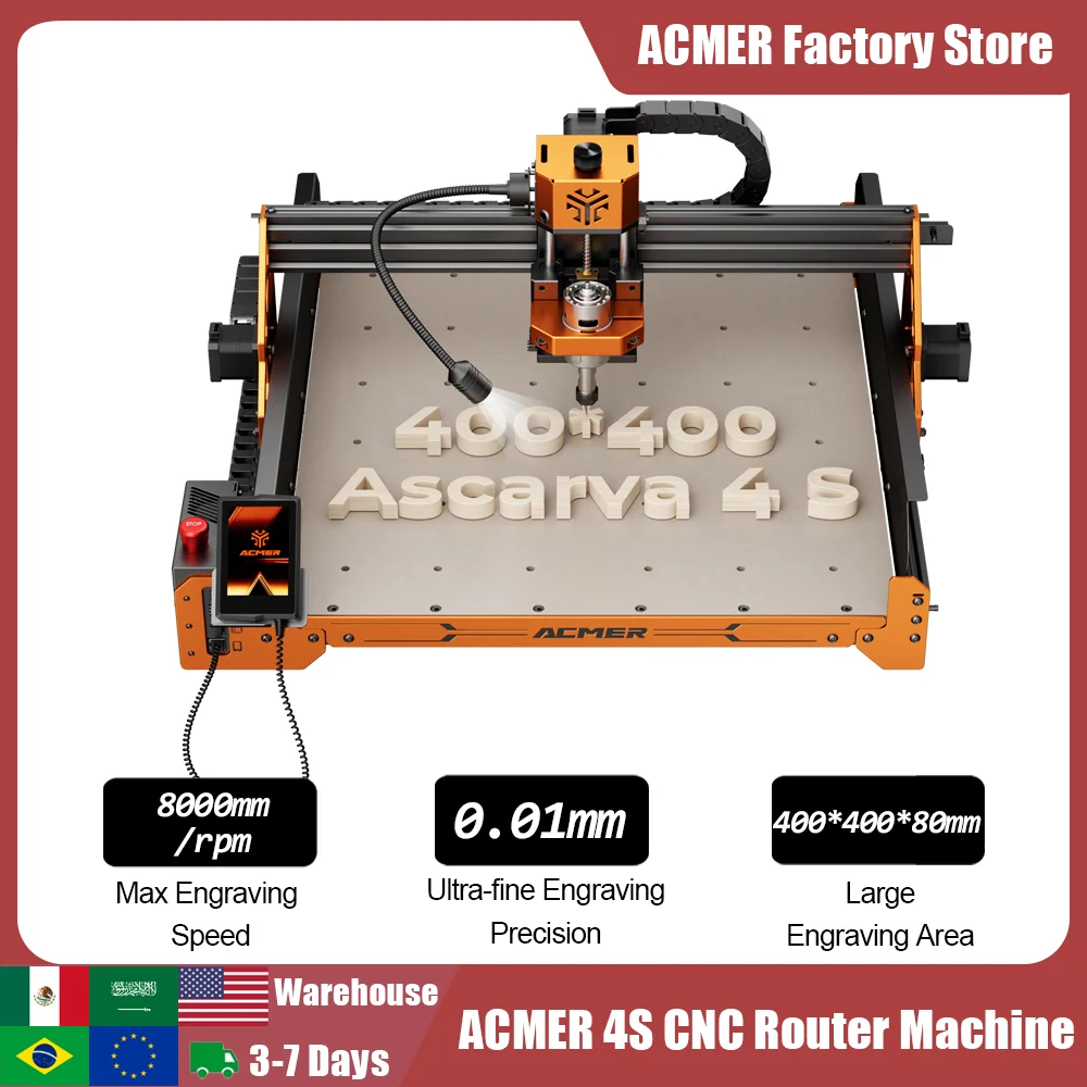 ACMER Ascarva 4S CNC Milling Router Machine Woodworking Engraving Machine 3-Axis 400x400mm For Carving Plastic Wood Acrylic - view 2
