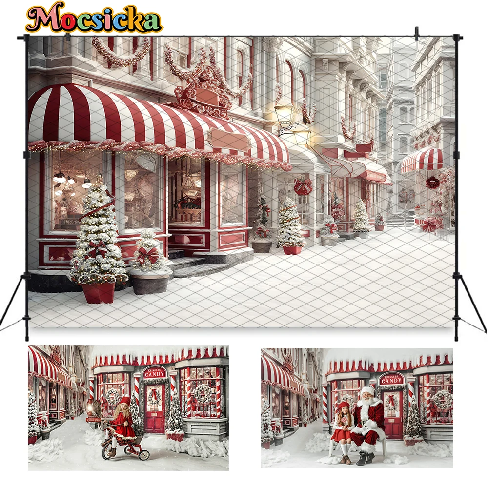 ของขวัญคริสต์มาสฤดูหนาวร้านขายขนมหวานฉากหลังซานตาคลอสต้นคริสต์มาสพวงหรีดสำหรับเด็กฉากหลังถ่ายภาพเด็กหญิงเด็กชายพื้นหลัง