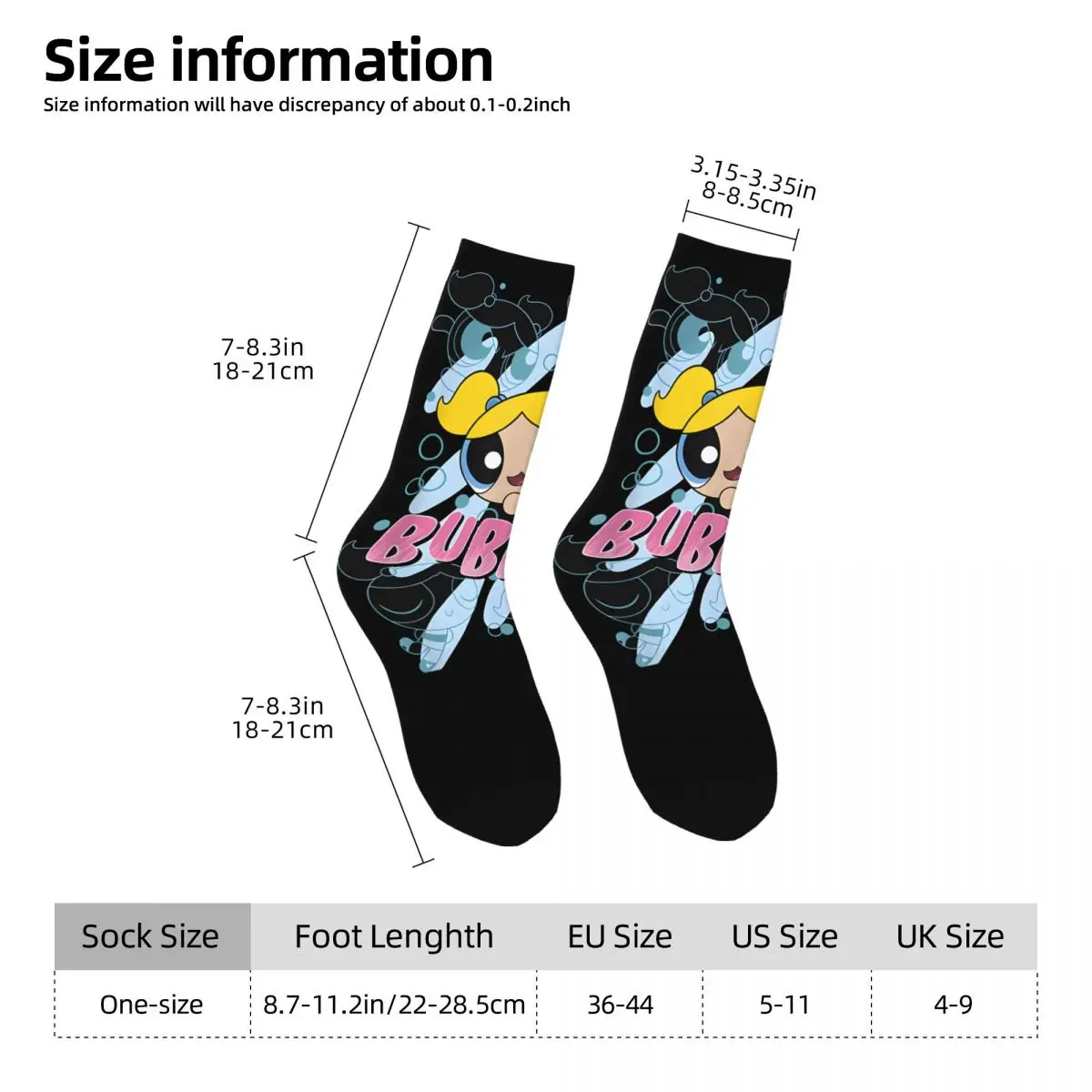 Crazy compression Glamorous Sock for Men Harajuku Powerpuff Girls Seamless Pattern Crew Sock Novelty