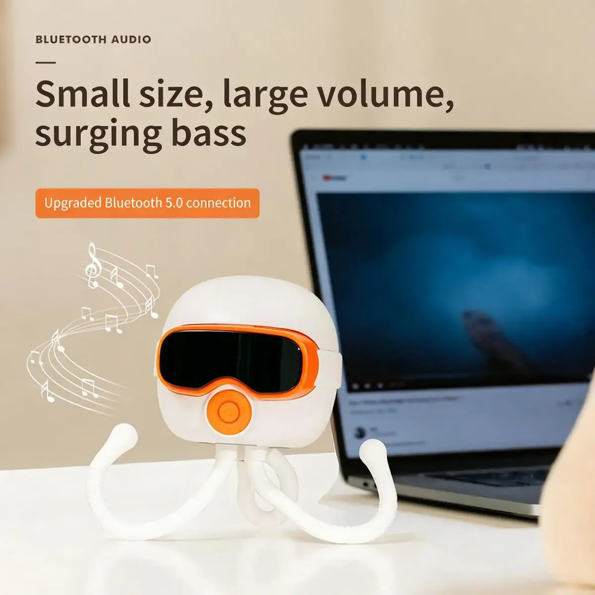 

Cute Octopus Wireless Bluetooth Speaker Detachable Phone Stand Long Battery Life Portable for Music Desktop Decor Creative Gift