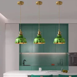 Japanese Minimalist Glass Light Chandelier Lighting Creative Personality Decoration Green Led Hanging Lights Chandelier Brass