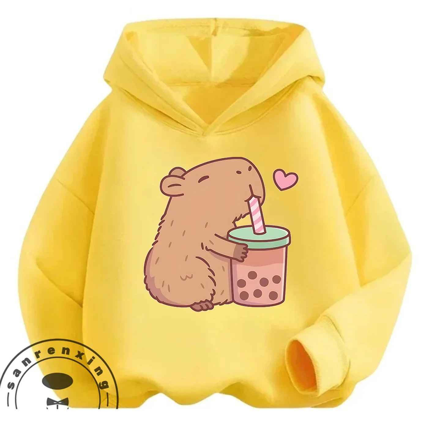 

3-14Y Boys Girls Street Hoodie Capybara Autumn Winter Hot Fashion Cute Kawaii Cartoon Outdoor Casual Stylish