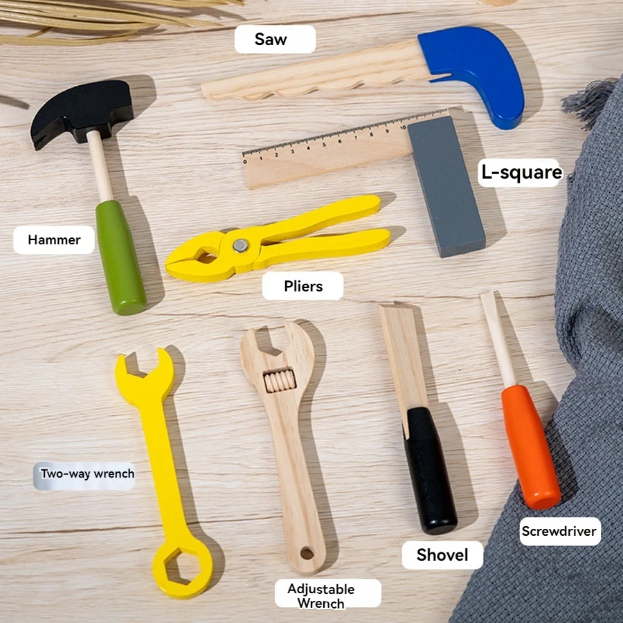 Frühe Bildung Holz tragbare Kinder Werkzeugkasten Reparatur Set Kombination Puzzle Spielhaus Demontage Spielzeug Jungen