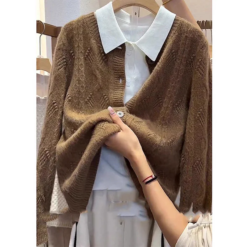 4-color new hollowed out cardigan women\'s O-neck sweater spring/summer long sleeved 100% pure wool women\'s sweater thin jacket