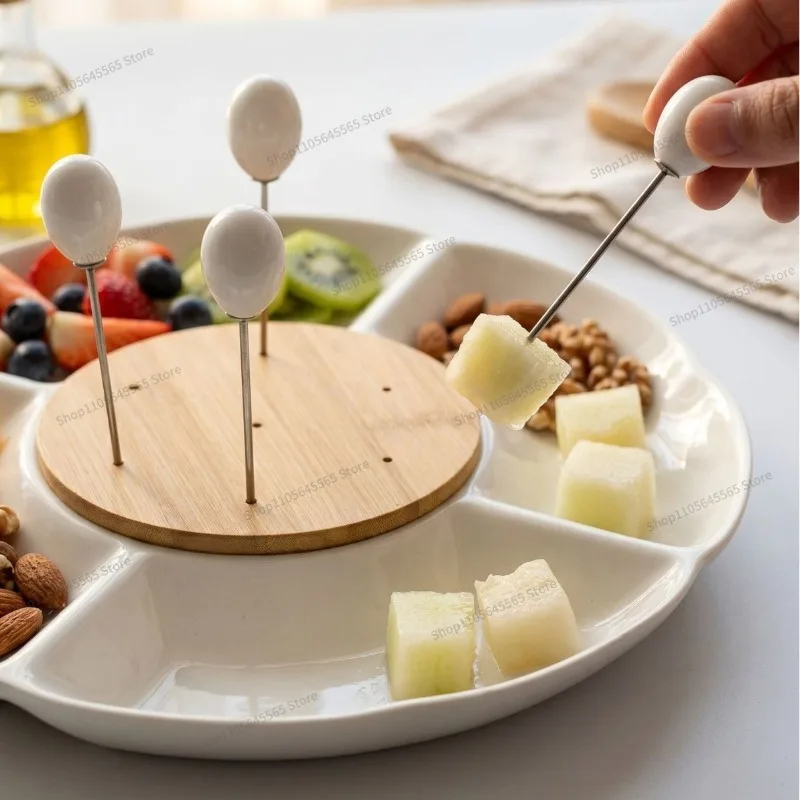 For ceramic compartment plates, restaurant white porcelain multi-compartment plates, five-compartment candy and snack plates