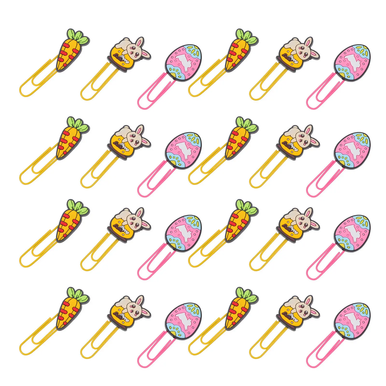

30 шт. Декоративные скрепки для бумаги в форме пасхального кролика, моркови и яйца, милые мультяшные закладки, зажимы для организации рабочего стола, офиса, школы
