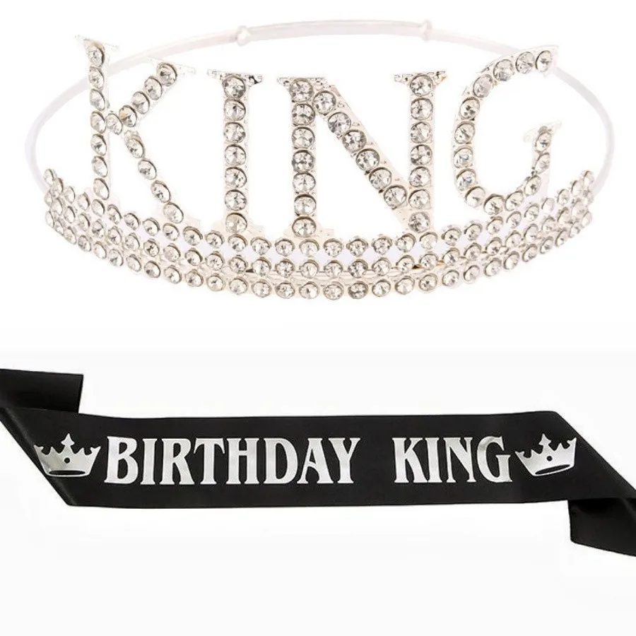 Men's Birthday Crown - Adjustable Size - Birthday King - Ribbon Set - Suitable for birthday parties - view 6